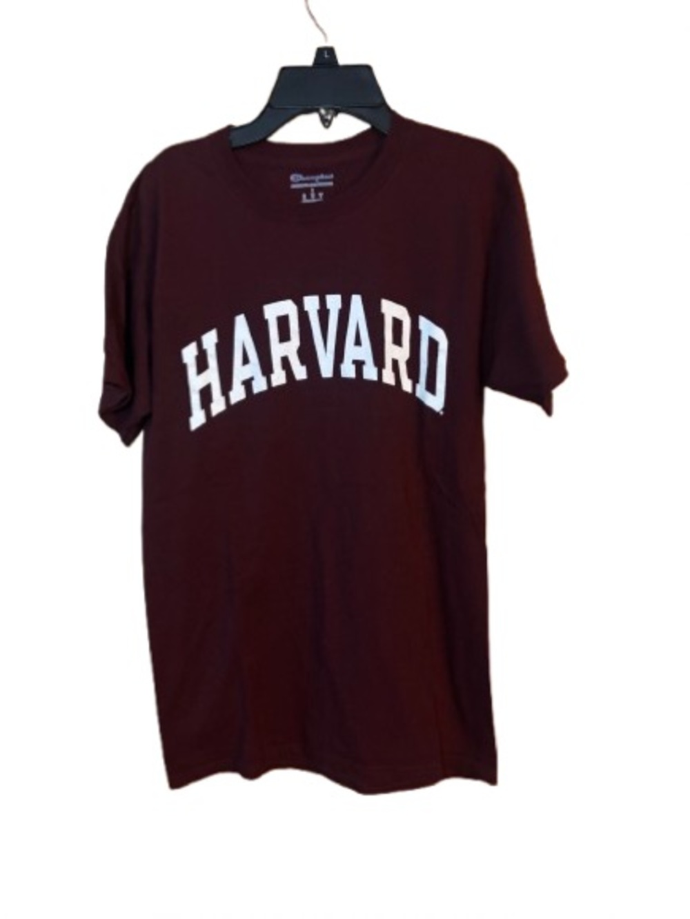 Champion Maroon Harvard Crewneck Tee with White Arch Logo Small